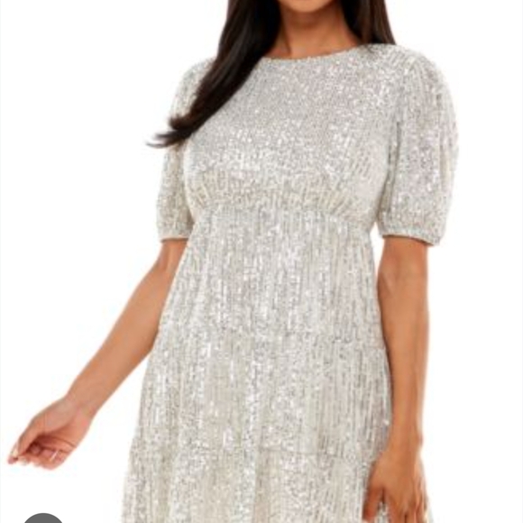 Macy's Shimmering Silver Midi Dress - Picture 1 of 4
